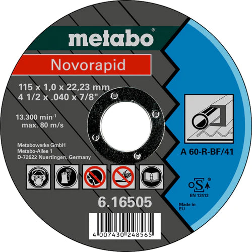 Metabo 125 x 1mm A60-R "Novorapid" Steel Cutting Disc, Straight - Box of 25 (616506000)