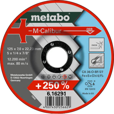 Metabo 125 x 7mm CA36-O "M-Calibur" Steel/Inox Grinding Disc - Box of 25 (616291000)