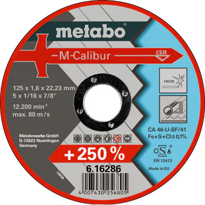 Metabo 125 x 1.6mm CA46-U "M-Calibur" Steel/Inox Cutting Disc - Box of 25 (616286000)