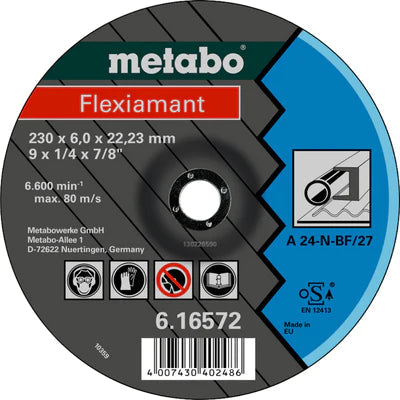 Metabo 180 x 6mm A24-N "Flexiamant" Steel Grinding Disc - Box of 10 (616560000)