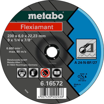 Metabo 230 x 8mm A24-N "Flexiamant" Steel Grinding Disc - Box of 10 (616573000)