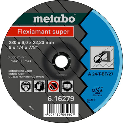 Metabo 230 x 6mm A24-T "Flexiamant Super" Steel Grinding Disc - Box of 10 (616279000)