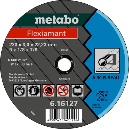 Metabo 230 x 3mm A30-R "Flexiamant" Steel Cutting Disc, Straight - Box of 25 (616127000)
