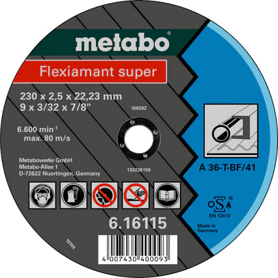 Metabo 125 x 2mm A36-T "Flexiamant Super" Steel Cutting Disc, Straight - Box of 25 (616107000)